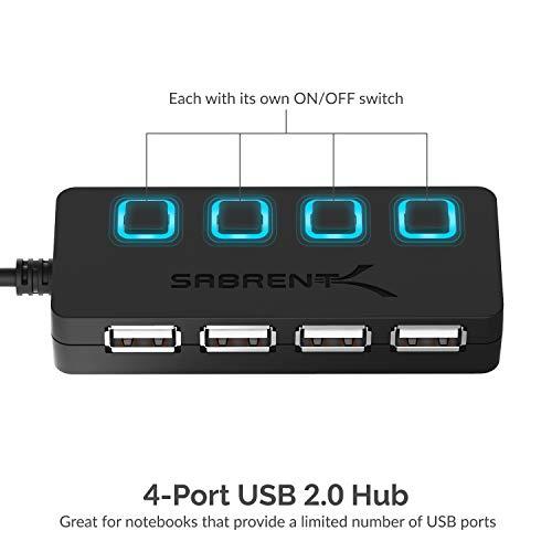 SABRENT SABRENT 4 Port Portable USB 2.0 Hub + 4-Port USB 2.0 Hub with Individual LED lit Power Switches