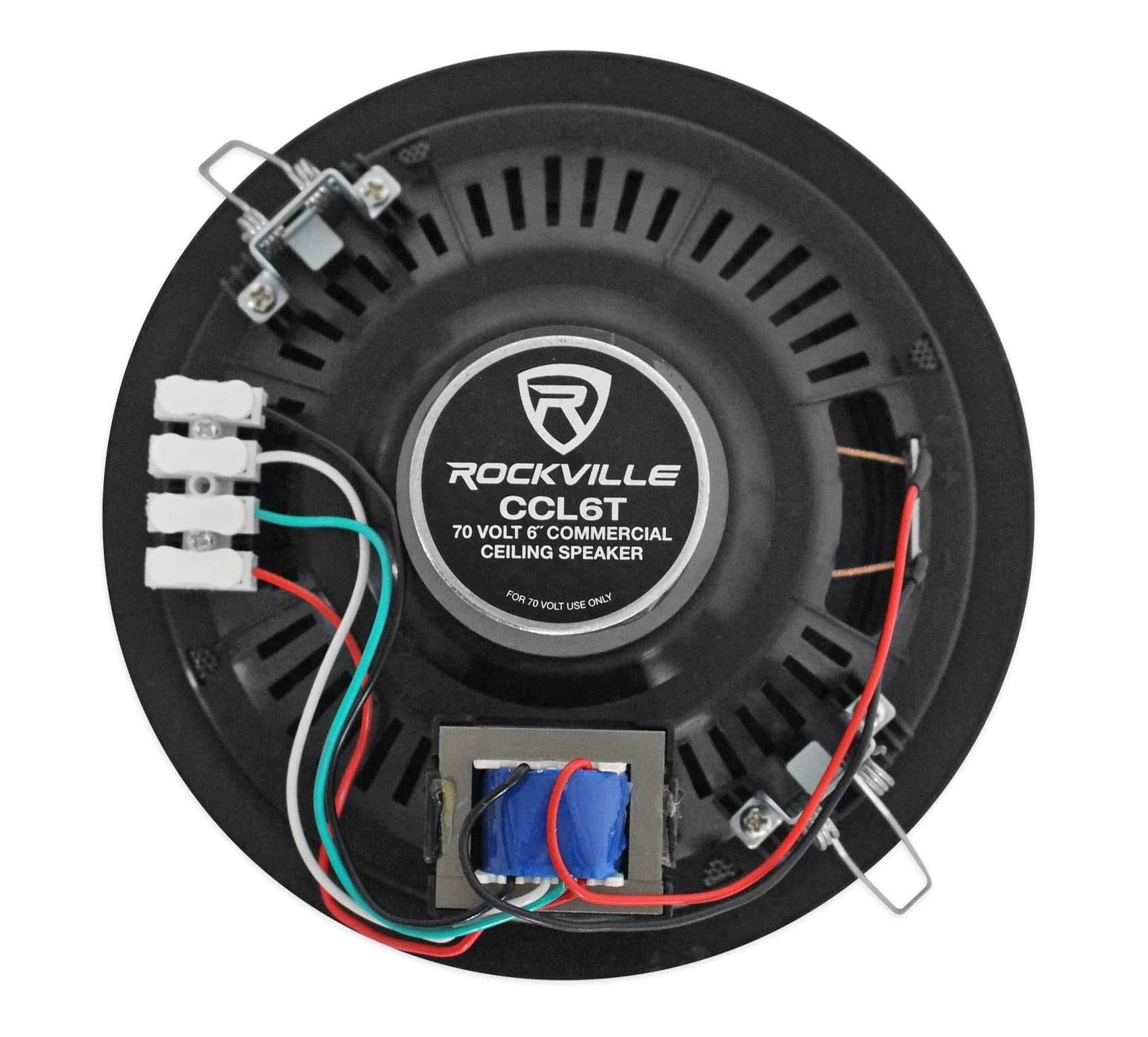 Rockville Rockville 36 CCL6T Black 70V 6" Commercial Ceiling Speakers 4 Restaurant/Office