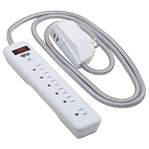 Tripp Lite Tripp Lite Surge Protector Power Strip 7-Outlet with 2 USB Ports 6ft Cord White (TLP616USB)
