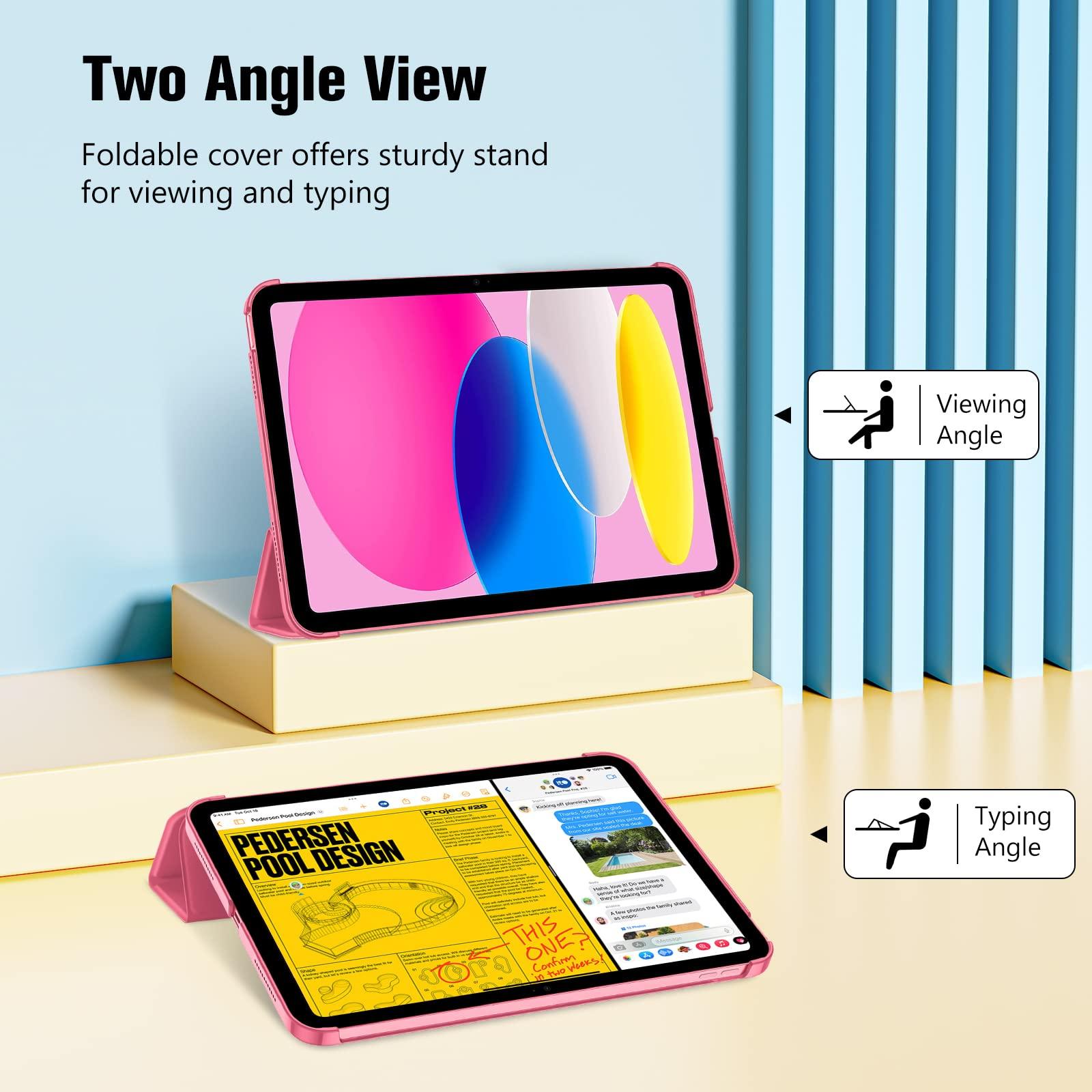 ProCase ProCase for iPad 10th Generation Case 10.9 Inch 2022(Pink) Bundle with 1+3 Pack Tempered Screen Protector for iPad 10th Generation with Camera Lens Protector