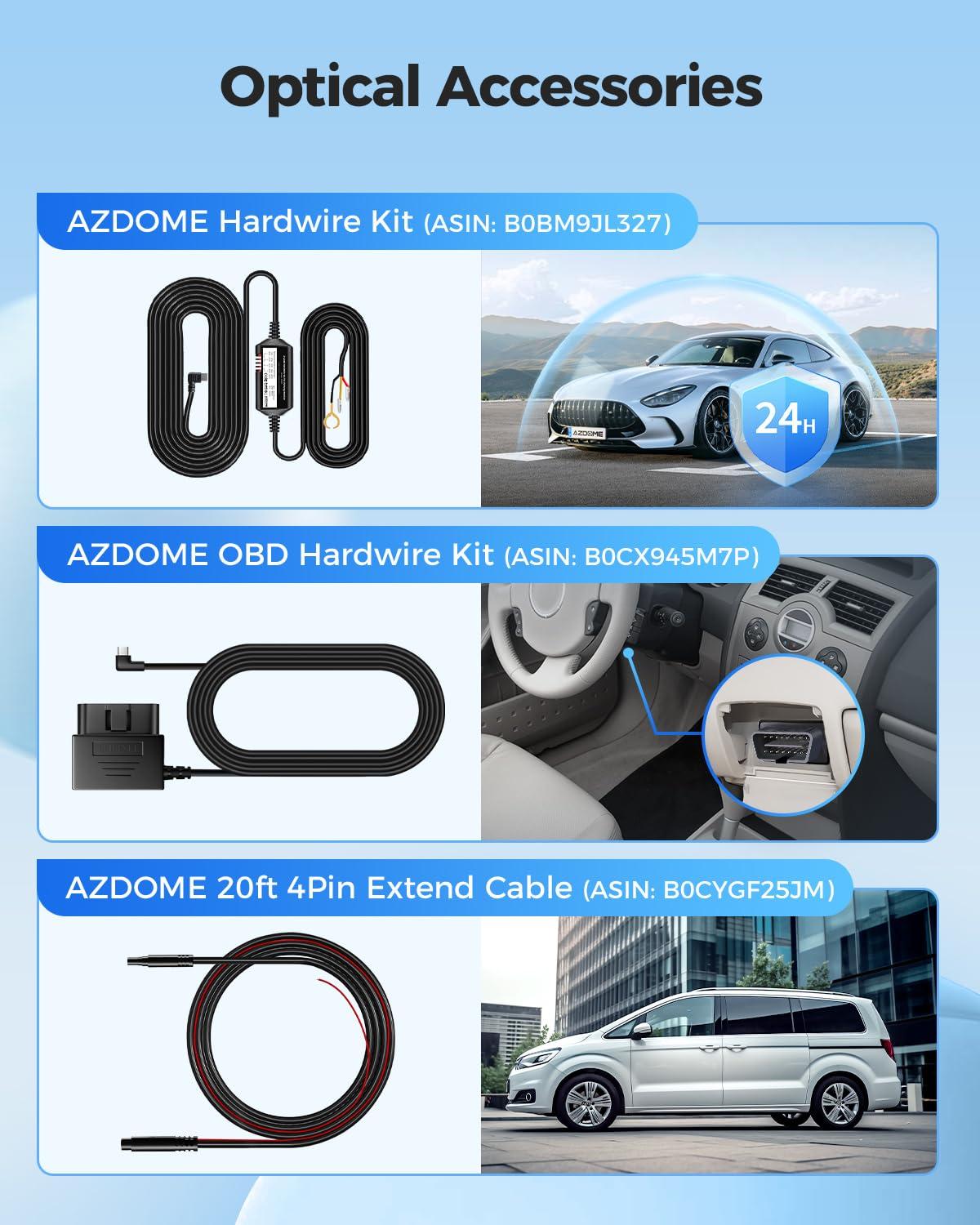 AZDOME AZDOME WiFi 4K Dash Cam Front and Rear with Mirror Mount Holder Kit