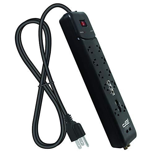 Digital Energy Digital Energy 10-Outlet Straight Plug 3500 Joules Heavy Duty Surge Protector Power Strip, 25 Foot Long Extension Cord, 15 AMP, 15 FT, Black