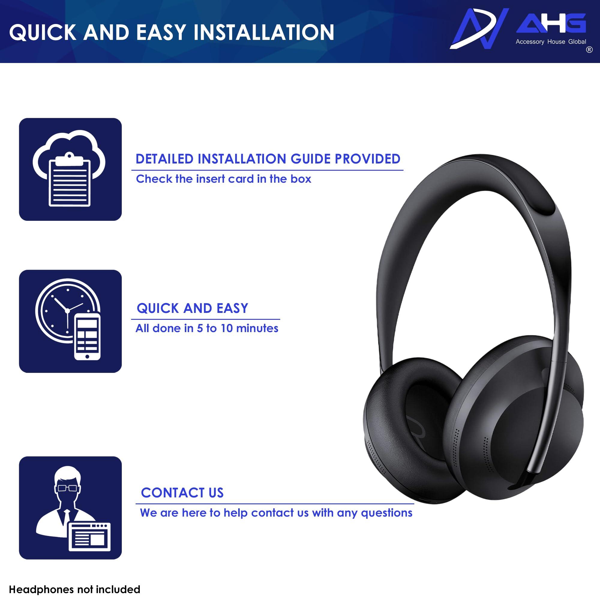 AHG Accessory House Global AHG nc 700 Replacement earpads Cushions Compatible with Bose nc700 Headphones/Bose 700 Noise Cancelling Headphones (Black). Premium PU Leather | Extra Thickness | FlexiSoft High-Density Memory Foam