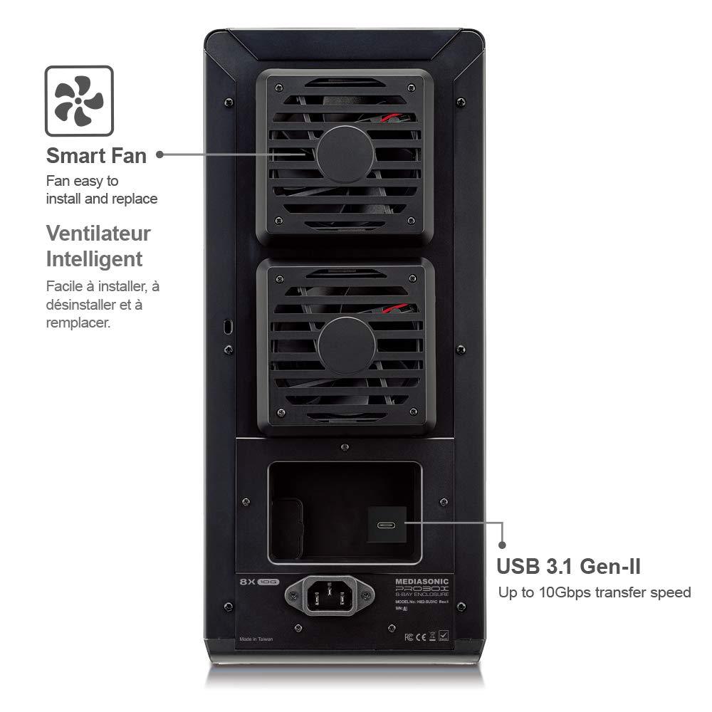 Mediasonic Mediasonic USB 3.2 Type C 8 Bay 3.5-inch Hard Drive Enclosure USB 3.2 Gen 2 10Gbps Support UASP | S.M.A.R.T | Support 22TB Hard Drive (H82-SU31C)