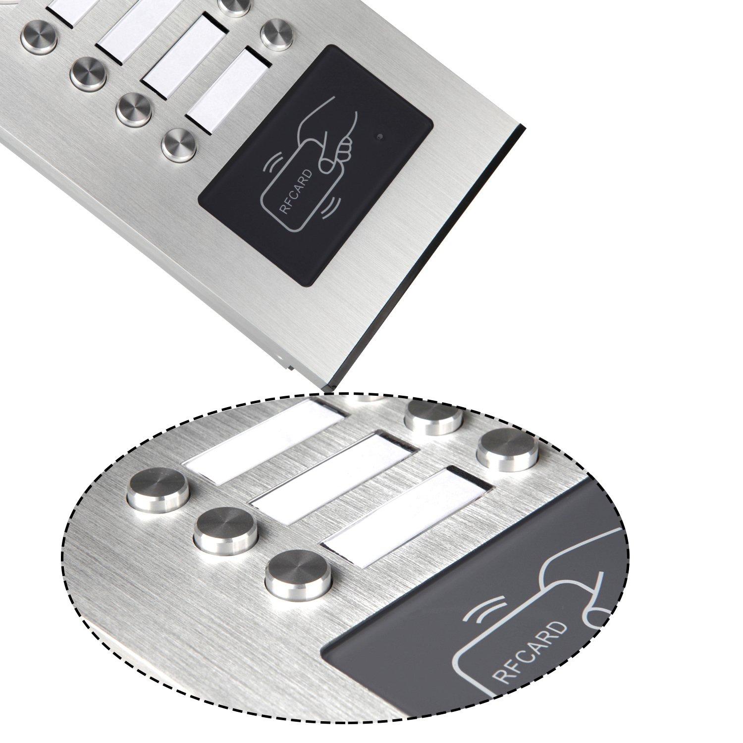 AMOCAM AMOCAM Video Intercom Entry System, Wired 7" LCD Monitor Video Door Phone Kits for 8 Units Apartment, Support Monitoring, Unlock, Dual Way Door Intercom, ID Keyfob Unlock,New