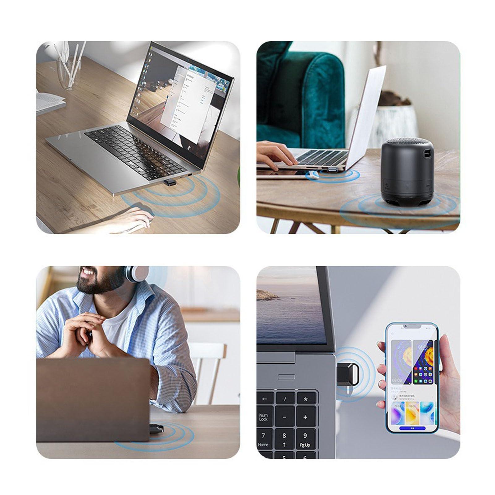 Yunir Bluetooth 5.0 USB Adapter for PC,40Mbps Transmitter Replacement Micro USB for Headphone Speaker Mouse Keyboard Connection,Plug and Play