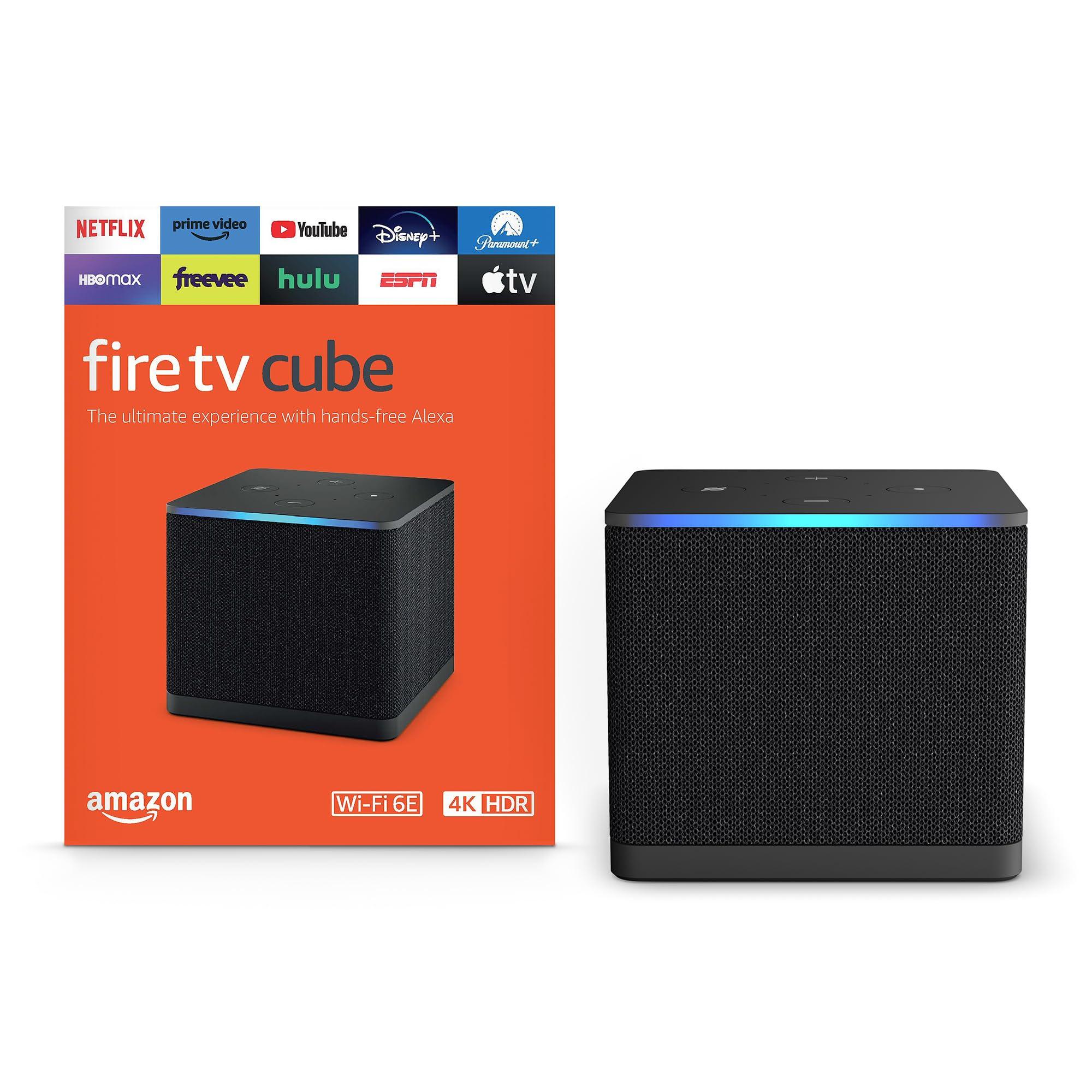 Amazon Amazon Fire TV Cube (newest model) with AI-powered Fire TV Search, Hands-free streaming device with Alexa, Wi-Fi 6E, 4K Ultra HD