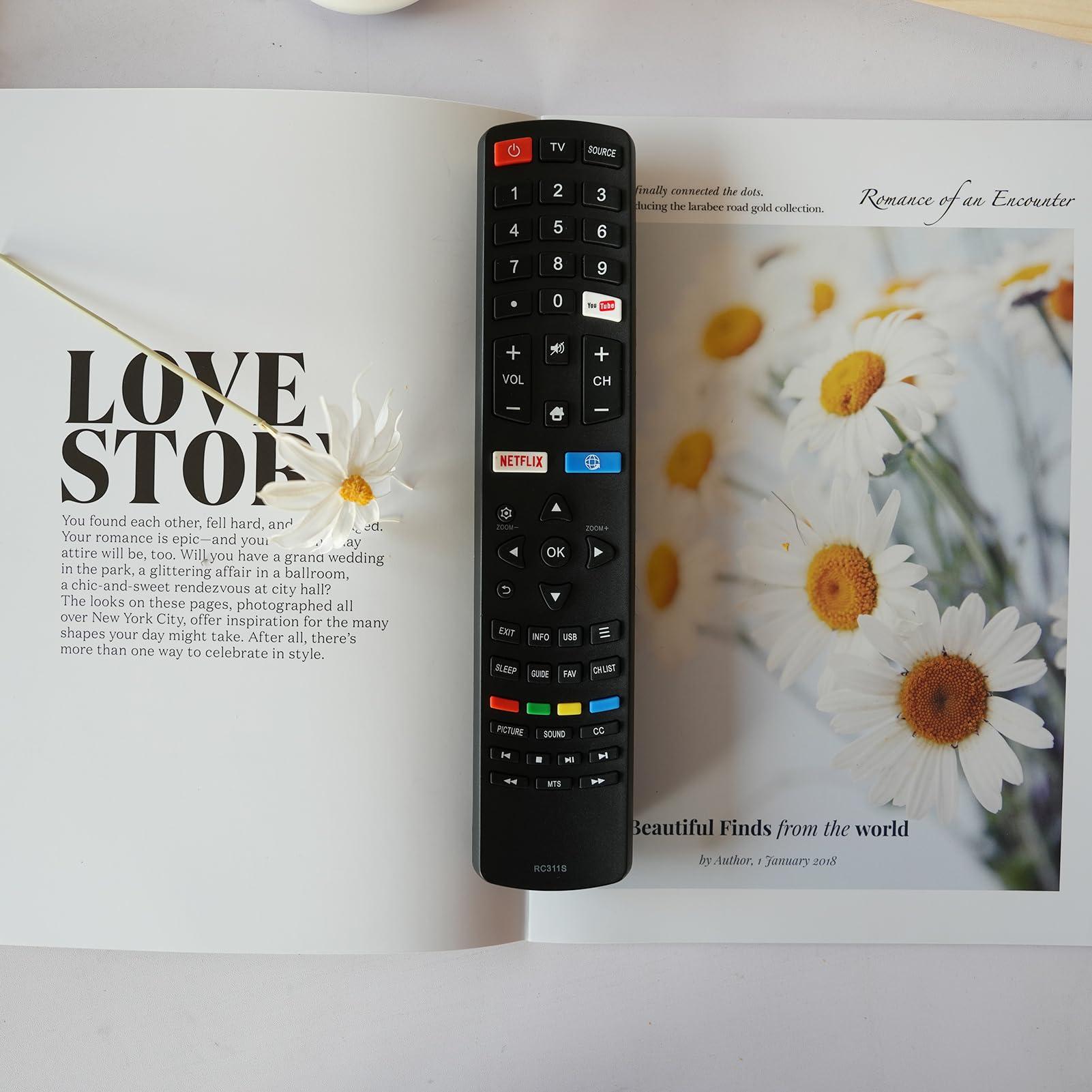 Kassionel RC311S Replacement Remote fit for Pioneer TV PLE-32S1HD PLE-65D1800 PLE-32S08HD PLE-40S08FHD PLE-43D1202UD PLE-43S09UHD PLE-50S08UHD PLE-32S08HD PLE-50D1200F PLE-43D1202UD PLE-55S08UHD