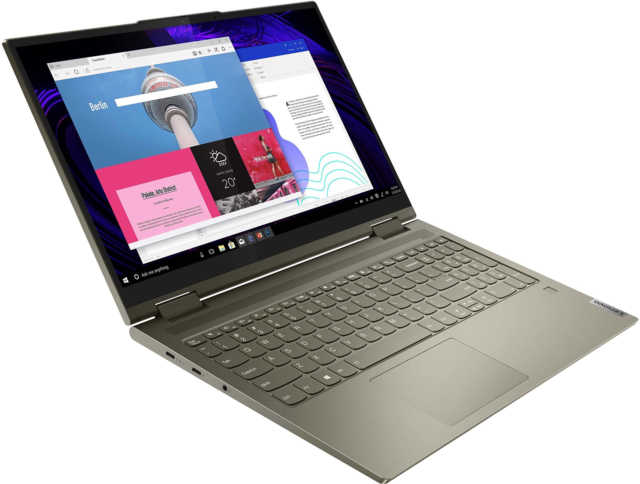 Lenovo 2022 LENOVO Yoga 7i 2-in-1 Laptop 15.6 inch FHD Touchscreen Intel EVO Platform 11th Core i7-1165G7 Iris Xe Graphics 12GB DDR4 512GB NVMe SSD WI-FI 6 Windows 11 Home Fingerprint Backlit Keyboard