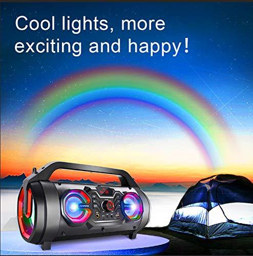 TENMIYA Portable Bluetooth Speaker with Subwoofer, Wireless Speakers with Booming Bass, FM Radio, RGB Lights, EQ, Stereo Sound, 10H Playtime, 30W Loud Speaker for Home, Outdoor, Party, Travel, Camping, Gifts