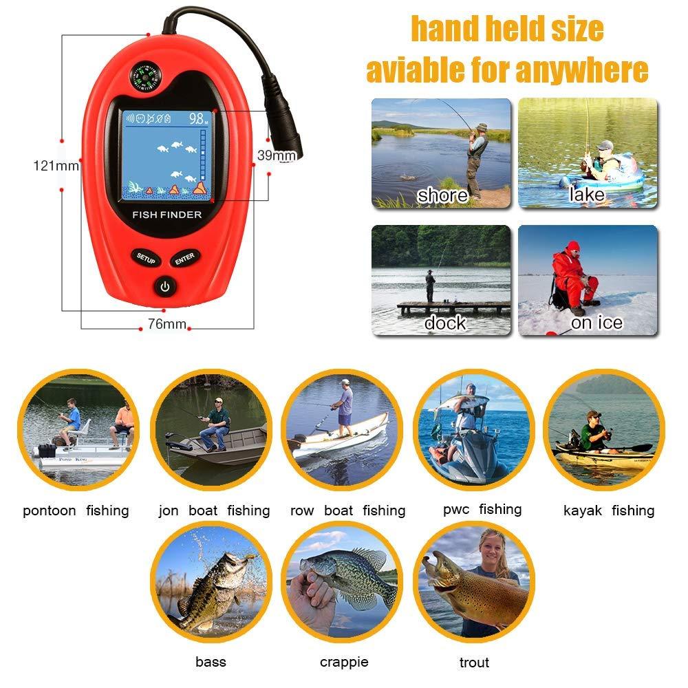LUCKY LUCKY Sonar Portable Fish Finder Transducer Wired Water Depth Finders Boat Kayak Transducer Fish Finder Handheld Fishing Gifts for Men