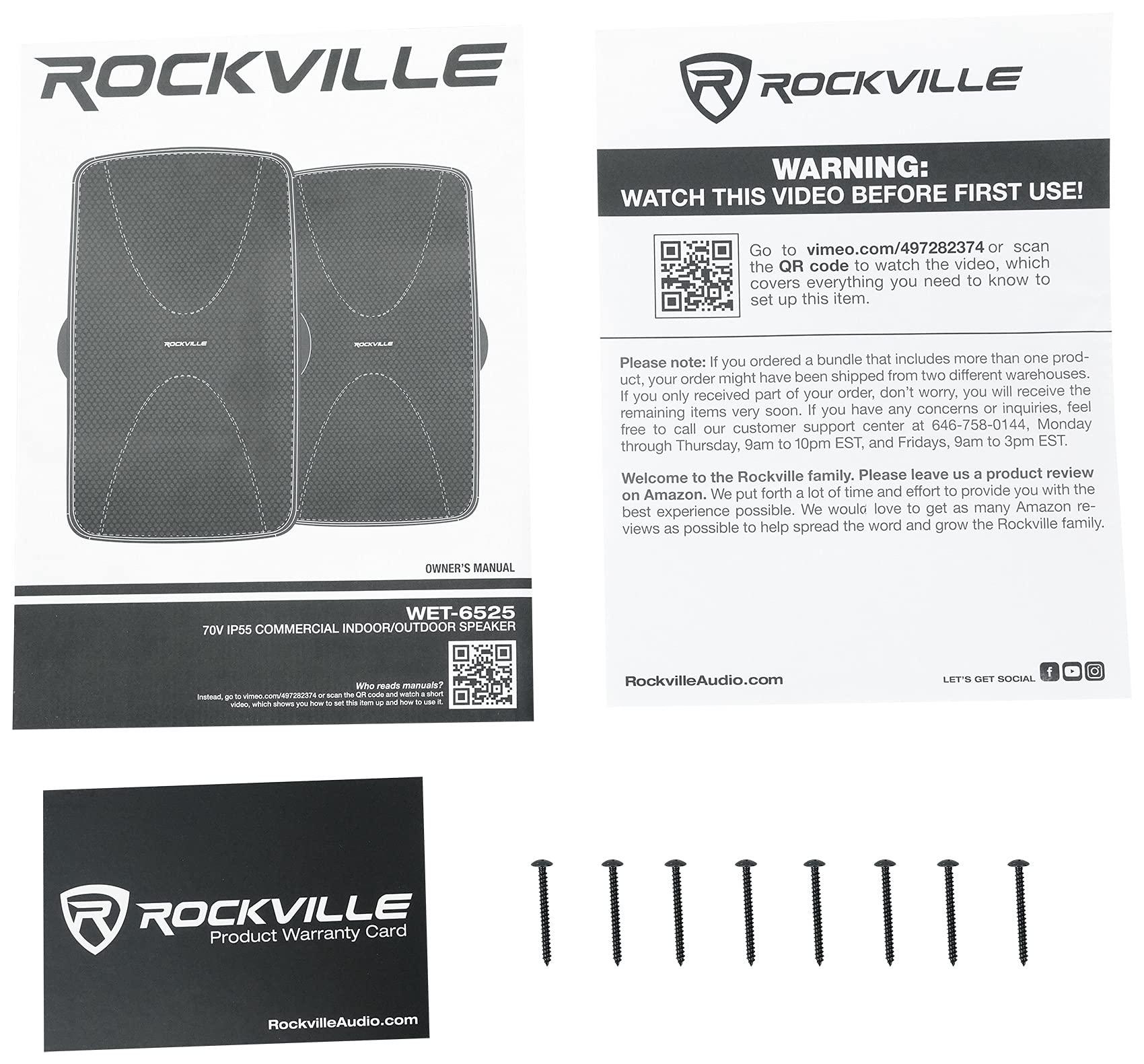 Audiosavings Audiosavings Bundle: (1) JBI CSA 280Z 2 x 80w Commercial 70v Amplifier Amp 4 Restaurant CSA280Z Bundle with (2) 2 Rockville WET-6525B 6.5" 70V Commercial Indoor/Outdoor Wall Speakers (Items 3)