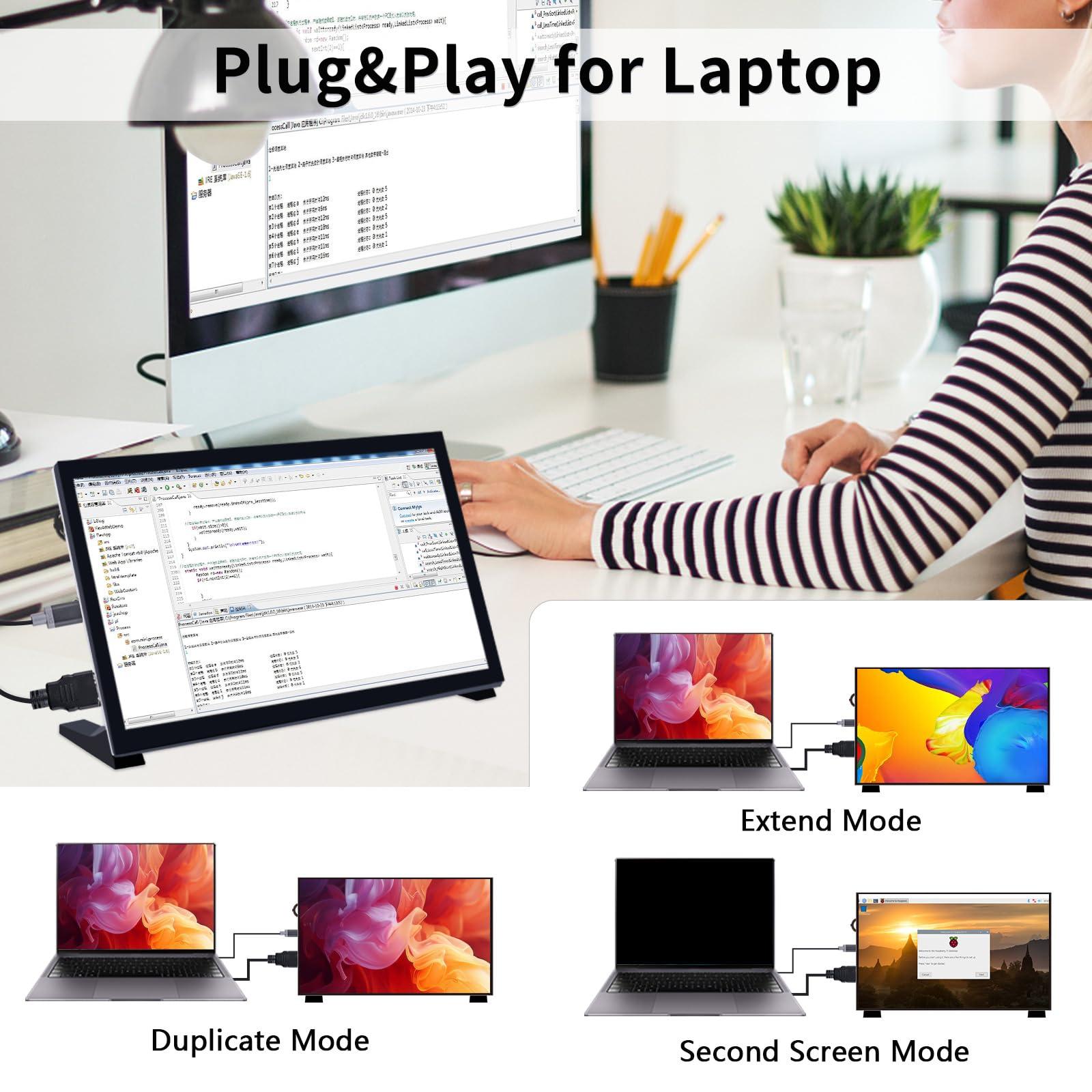 GeeekPi GeeekPi 10.1 Inch LCD Screen for Raspberry Pi, 1024x600 IPS LCD Display, HDMI Portable Monitor for Raspberry Pi 5/Pi 4B/3B+/3B/B+/Zero/400, Win11/10/8/7, Free Driver (Non-Touch)