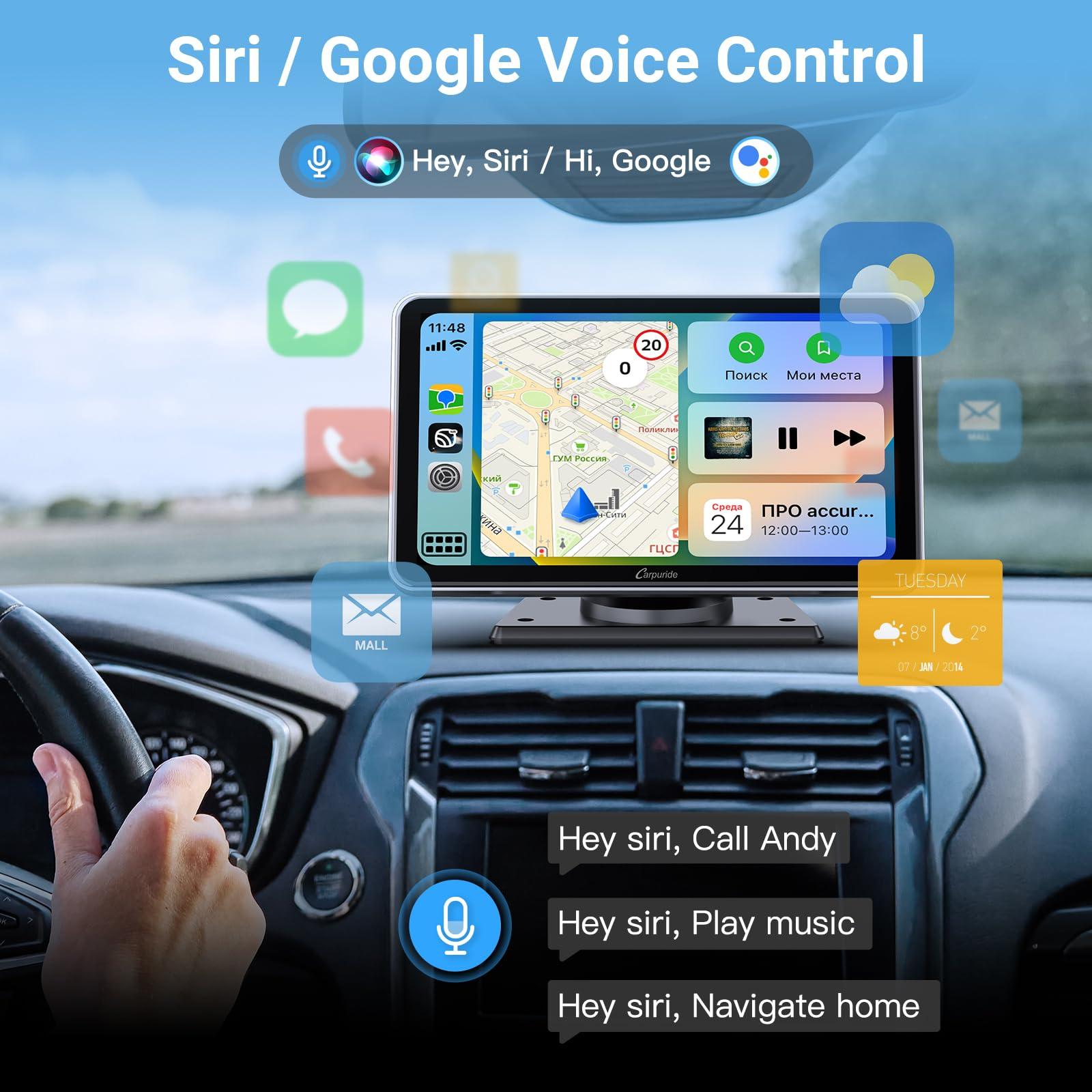 Carpuride Carpuride W701, Portable Wireless CarPlay Screen for Car- 7 Inch Car Play Screen Compatible with Android Auto and Apple CarPlay - Multimedia Player, Bluetooth, Navigation Screen for All Vehicles