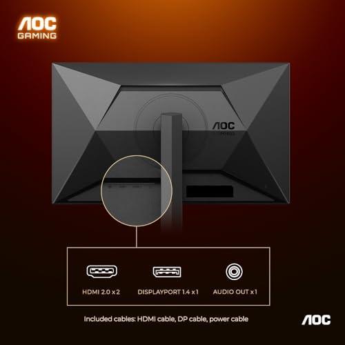 AOC AOC Q27G4XN 27" Gaming Monitor, 2K QHD 2560x1440, 180Hz 1ms, Adaptive-Sync, Height Adjustable, 2X HDMI 2.0, 1x Display Port, Xbox/PS5/Switch Ready, 3-Year Zero-Bright-dot