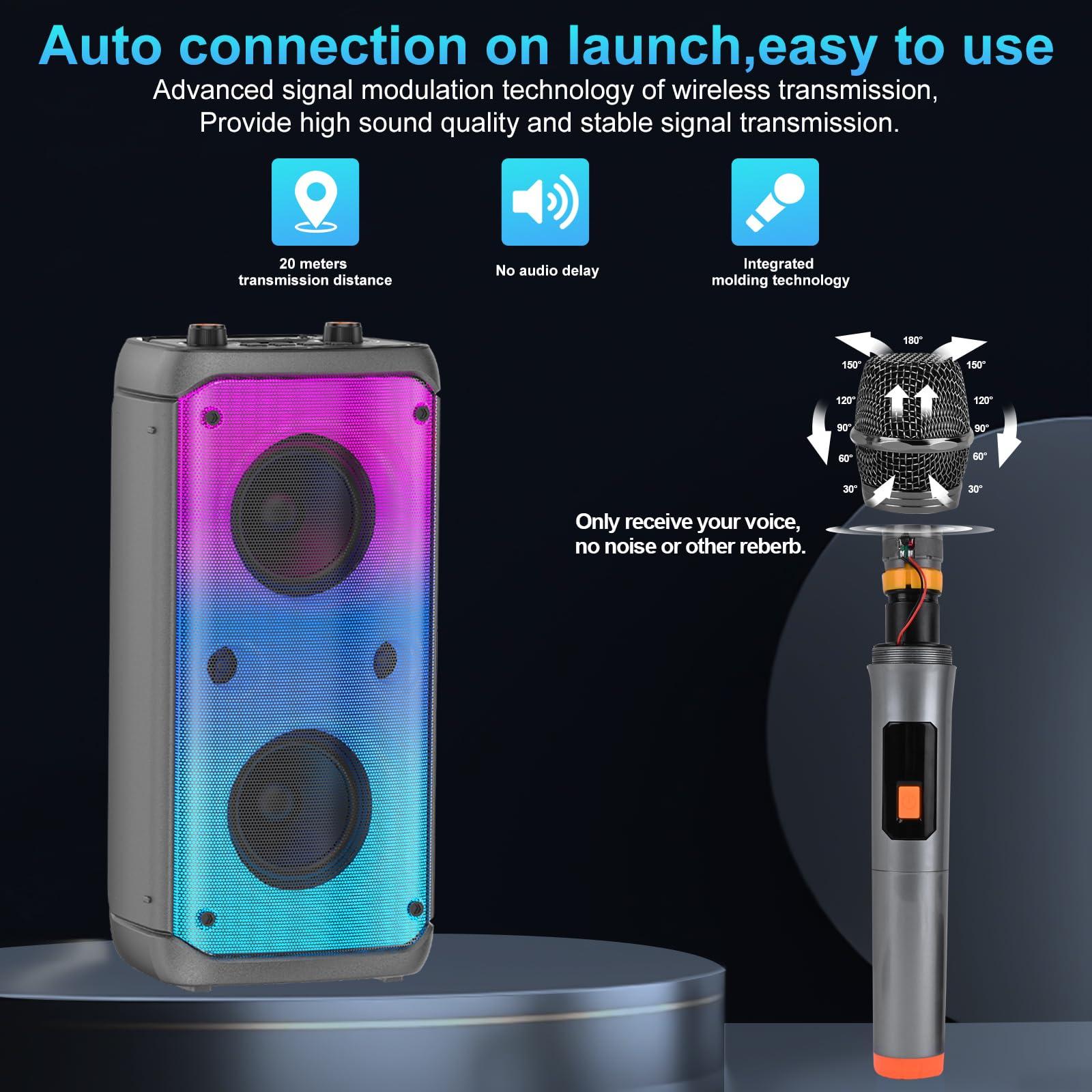 TAMPROAD TAMPROAD Bluetooth Speaker, 80W Peak Wireless TWS Portable Outdoor Party Speakers with Subwoofer, Deep Bass, LED Colorful Lights, Loud Stereo Sound Boombox with Radio for Home, Camping, Travel