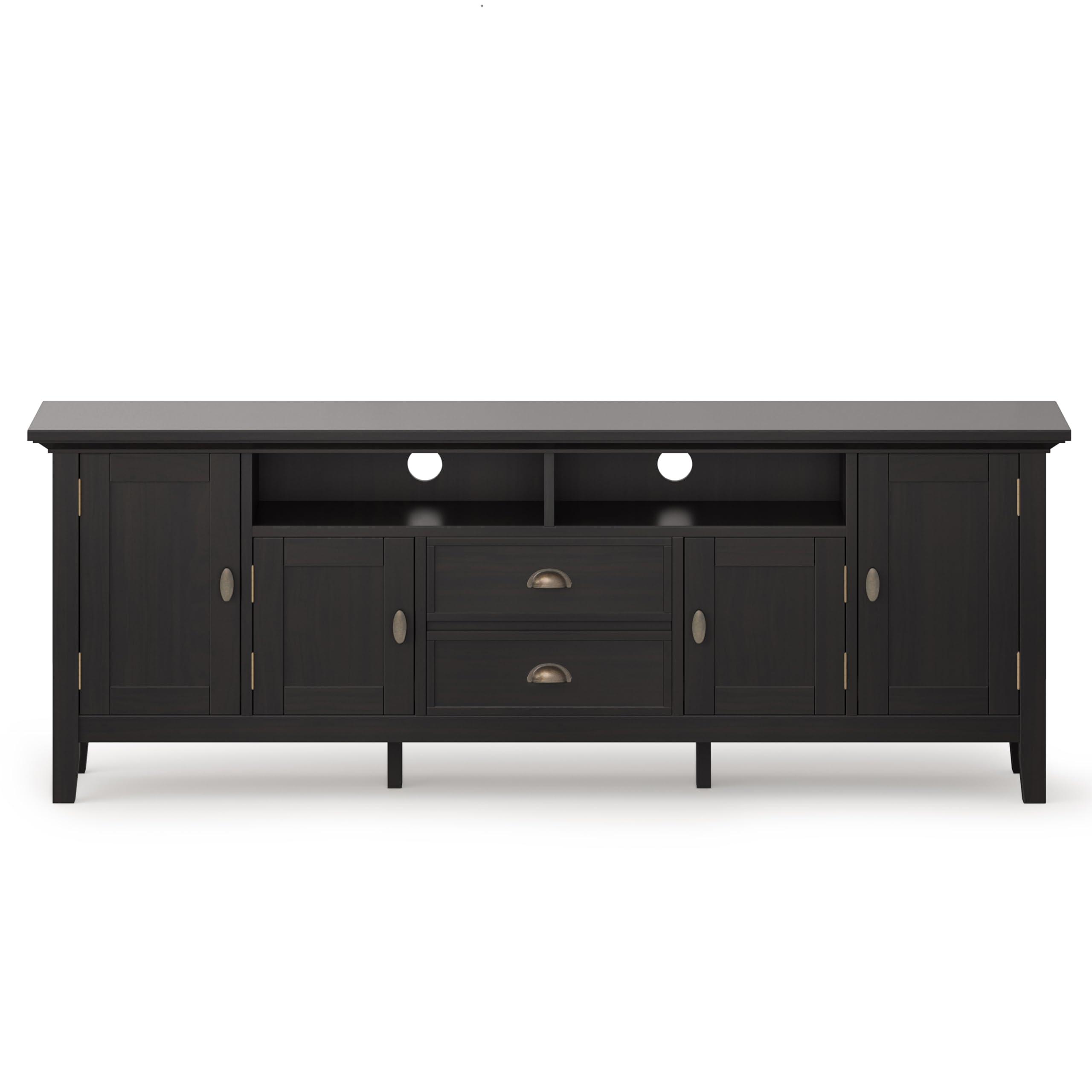 SIMPLIHOME SIMPLIHOME Redmond SOLID WOOD 72 inch Wide Transitional TV Media Stand in Hickory Brown For TVs up to 80 inches for the Living Room and Entertainment Center