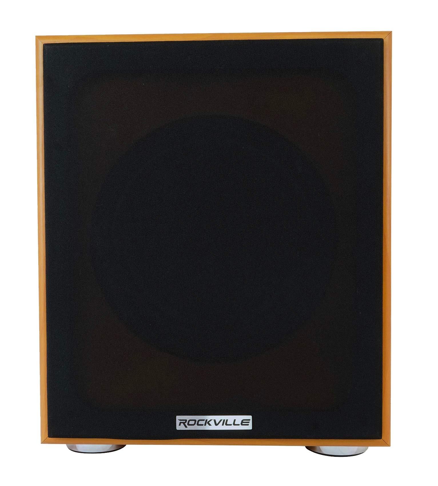 Rockville Rockville Rock Shaker 8 Classic Wood, 8\" Powered Subwoofer, 400W, Deep Bass, Class-D Amp, RCA Inputs, Perfect for Home Theater & Studio