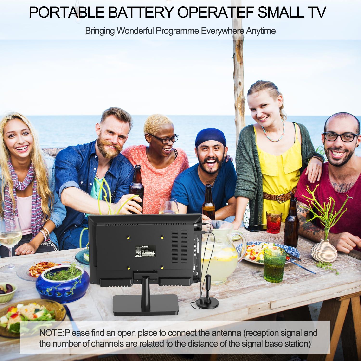 Feihe Feihe 14 inch Small Flat Screen Kitchen TV with Antenna ATSC Tuner/USB/HDMI/AV/VGA, Built-in TV Stand and Remote Control for Car,RV,Camping,Outdoor or Office