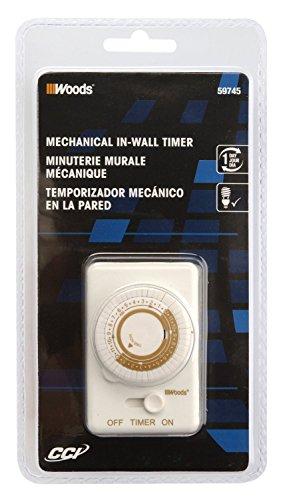 Woods Woods 59745 59745WD 24-Hour Mechanical Converts A Wall Light Switch to Timer (White)