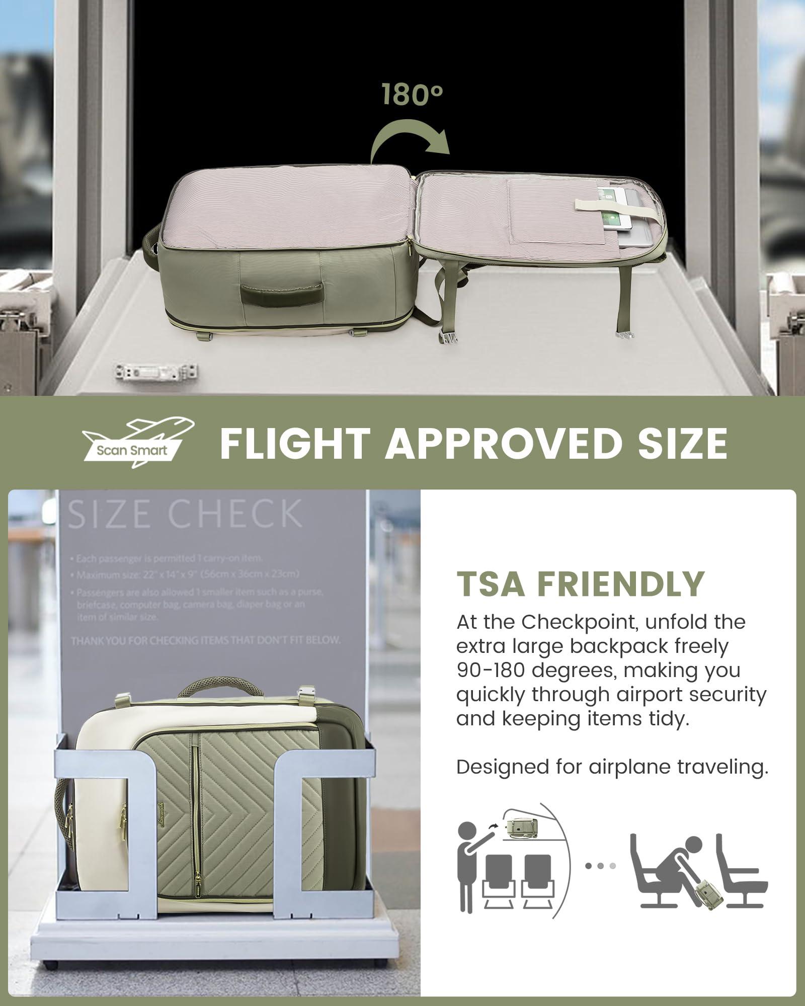 LOVEVOOK LOVEVOOK Large Travel Backpack for Women, 50L Carry on Backpack Airplane Approved, TSA Personal Item Travel Bag for Women fits 18" Laptop, Waterproof Carry on Bags for airplanes with 3 Packing Cubes