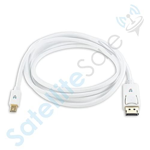 SatelliteSale SatelliteSale Mini DisplayPort to Display Port DP Cable Male to Male 4K/30Hz 8.64Gbps Universal Wire PVC White Cord 3 feet