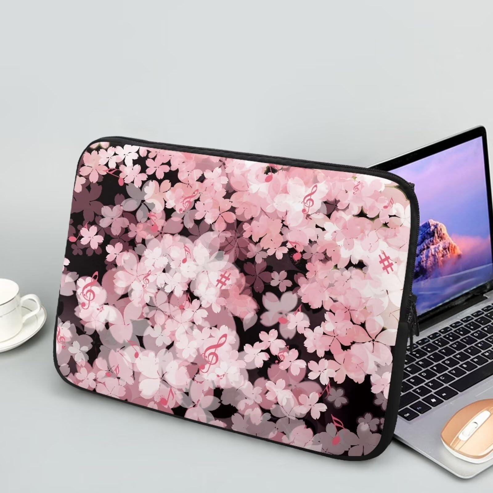 Snilety Snilety Pink Flower Laptop Bag 15 Inch, Women Large Capacity Computer Bag Business Laptop Briefcases Waterproof Handbag Lightweight Tote Bags