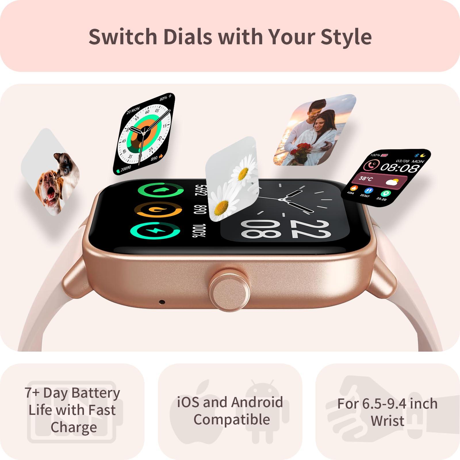 Yoever Yoever Smart Watch for Women iPhone & Android, 1.8" Smartwatch with Bluetooth (Answer/Makes) Built-in Alexa, Fitness & Sleep Tracker with 110+ Sport Modes, Heart Rate/SpO2 Monitor, IP68 Waterproof