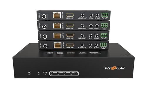 BZB GEAR BZBGEAR 1x4 4K UHD HDMI HDBaset Splitter/Distribution Amplifier Over Category Cable (Kit, Includes 4X RX) - BG-UDA-E14