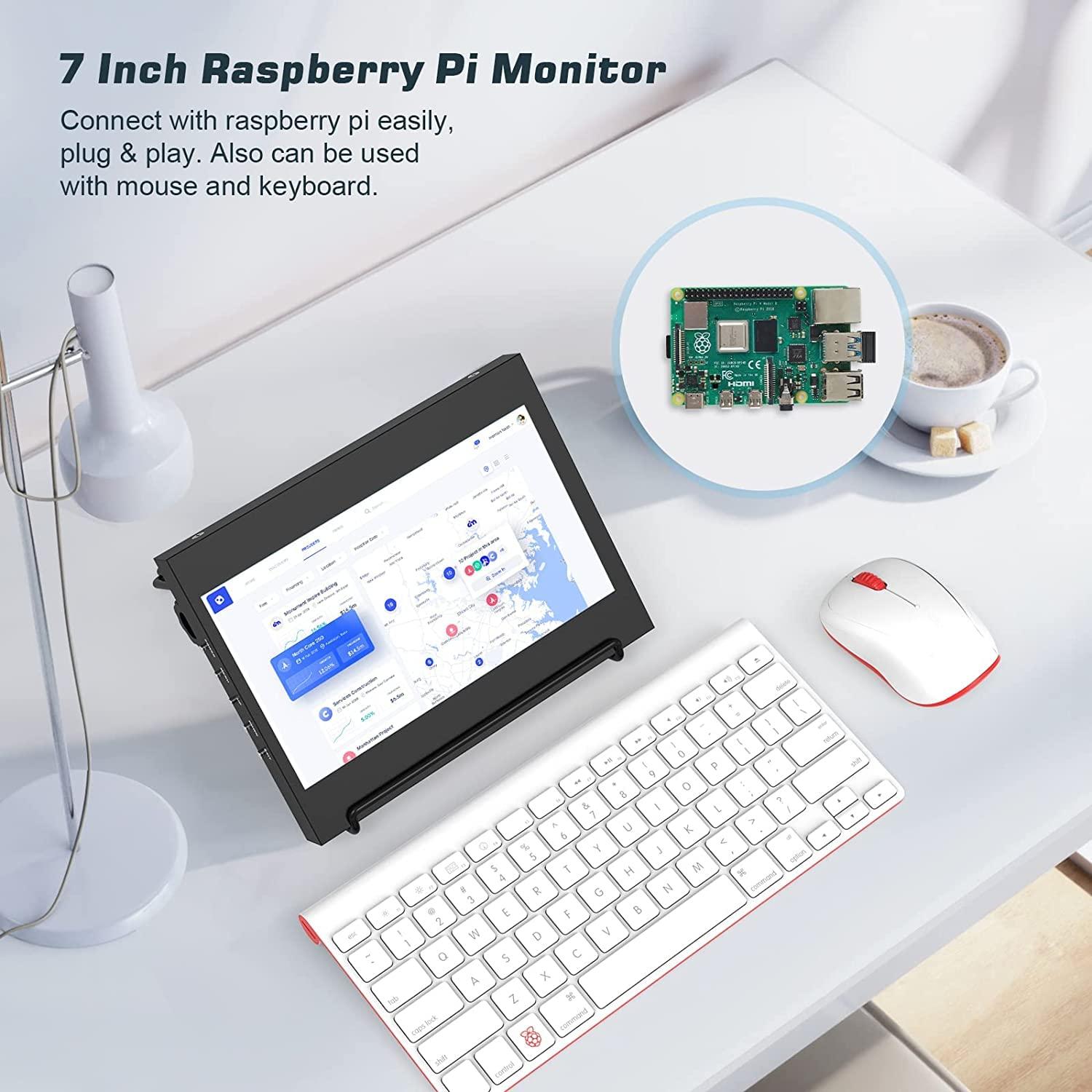 Chnia OEM PONPY 7" Raspberry Pi Touchscreen Monitor USB/HDMI Portable Monitor Capacitive Pi Display for PC Phones Raspberry Pi 4B 3B+ 3B 3A+ 2B B+