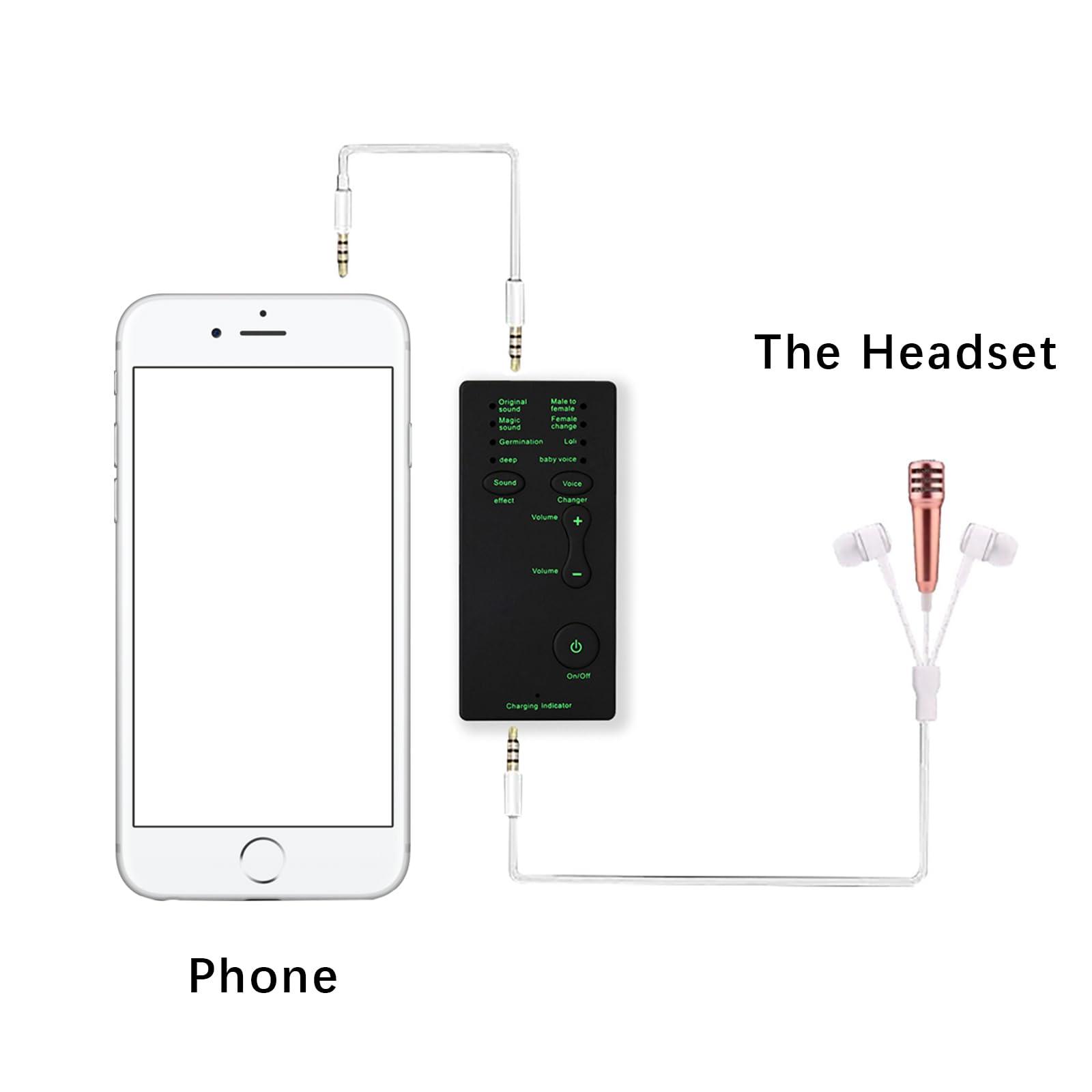 Flylin Mini Portable Voice Changer, Handheld Microphone Voice Modulator Disguiser with 8 Sound Effects, Live Broadcast Voice Gaming Recording for Mobile Phone Computer PS4 PS5 Xbox One Games Streaming