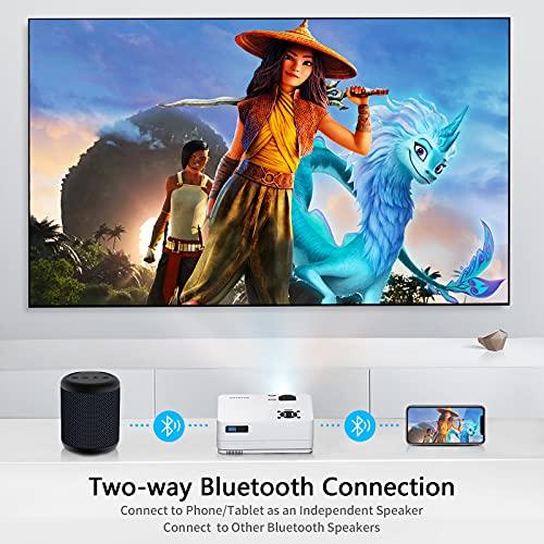 Dxyiitoo Native 1080P Projector with WiFi and Two-Way Bluetooth, Full HD Movie Projector for Outdoor Movies, 300" Display Projector 4k Home Theater, Compatible with iOS/Android/PC/XBox/PS4/TV Stick/HDMI/USB