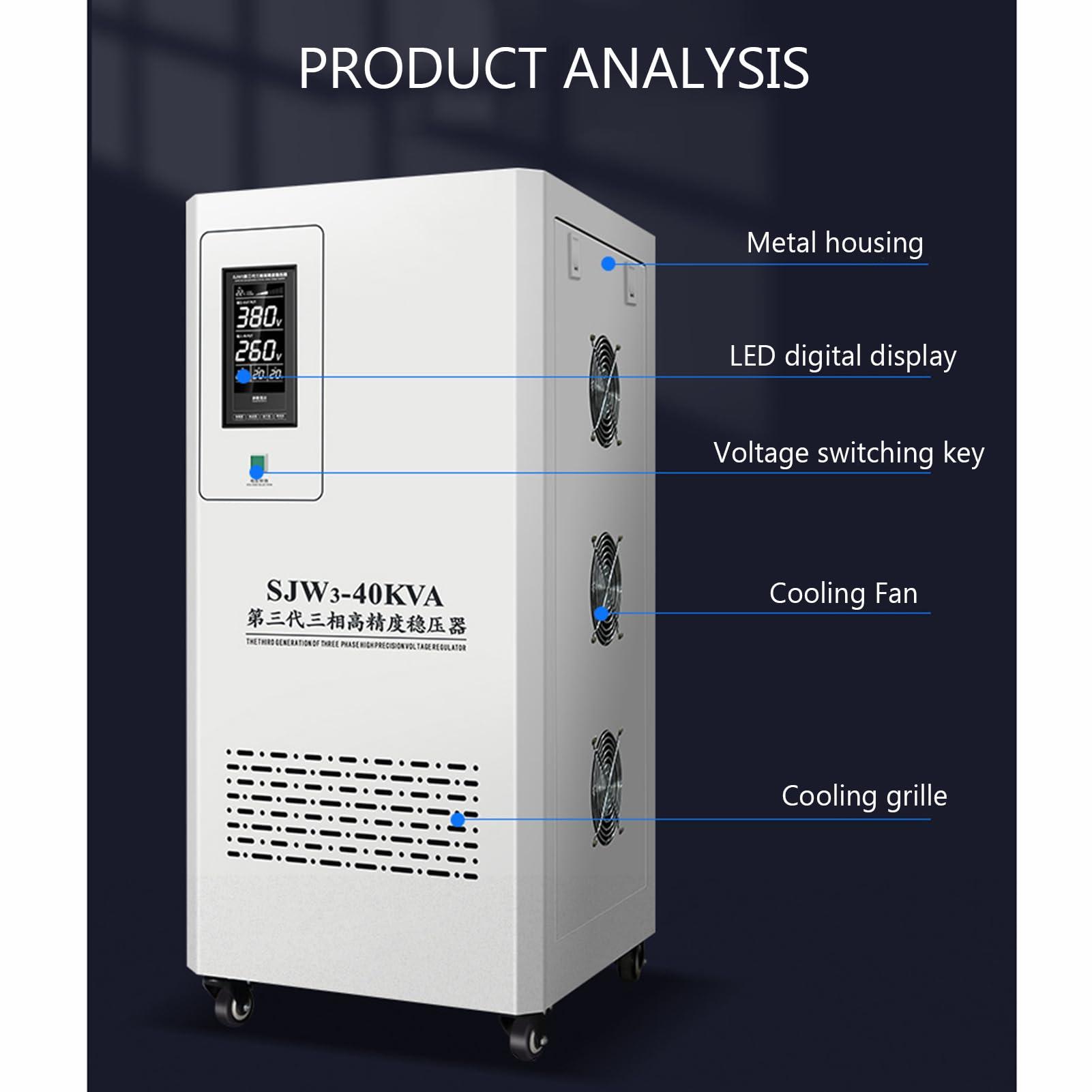DirectNine Basics Voltage Stabilizer,High Precision 3 Phase Heavy Duty AC Voltage Regulator 380V Regulator Surge Protector Suitable for Industrial Facilities Such as Machine Tool Equipment,6KVA
