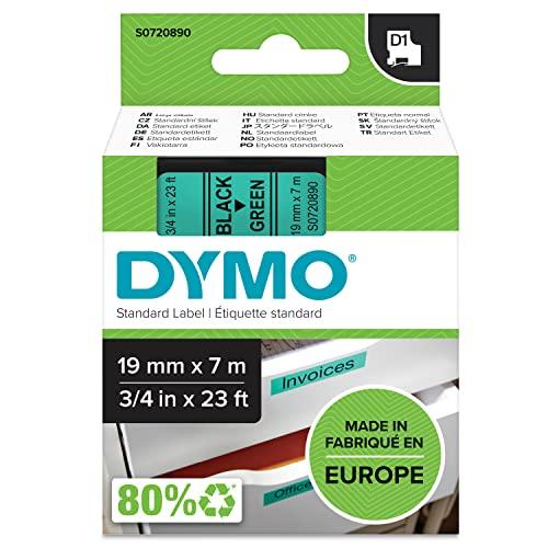 DYMO Dymo D1 Standard Labelling Tape 19mm x 7m - Black on Green