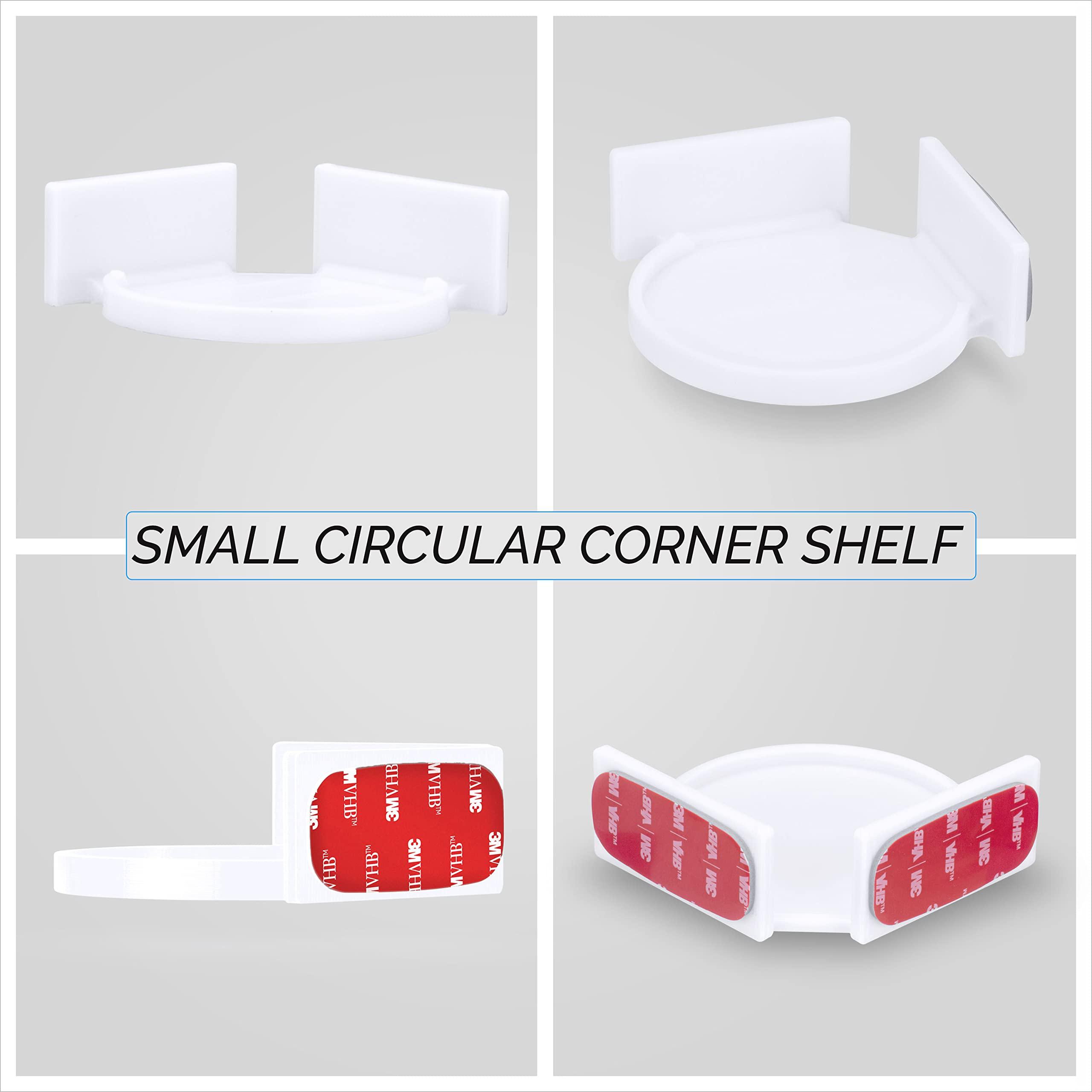 BRAINWAVZ Mini Circular Corner Shelf Mount for Security Cameras, Baby Monitors, Speakers, Plants & More, Universal Holder, Strong Adheasive, No Mess, Screwless by Brainwavz (White)