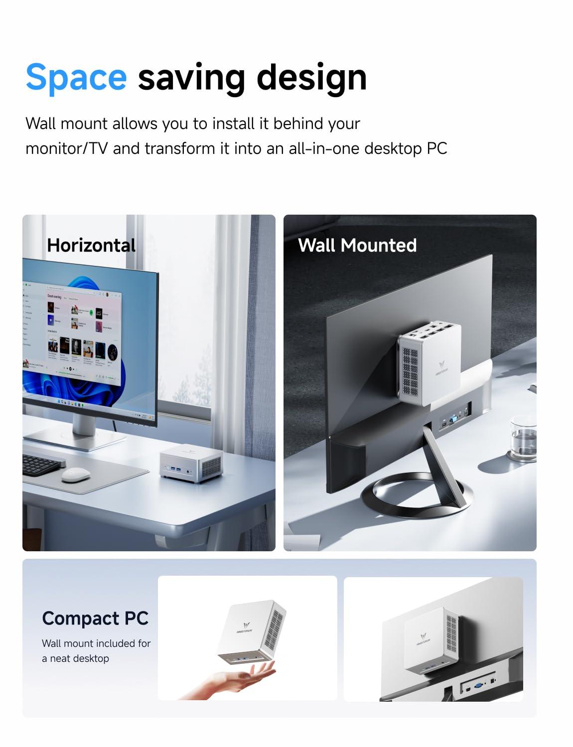 MINISFORUM MINISFORUM UM870 Slim Mini PC AMD Ryzen 7 8745H 8C/16T Desktop Computer Barebone Without RAM/SSD/OS, HDMI/DP/USB4 8K@60Hz Output, 1X2.5G RJ45 Port, 4XUSB Port, Dual Band WiFi, AMD Radeon 780M Graphics