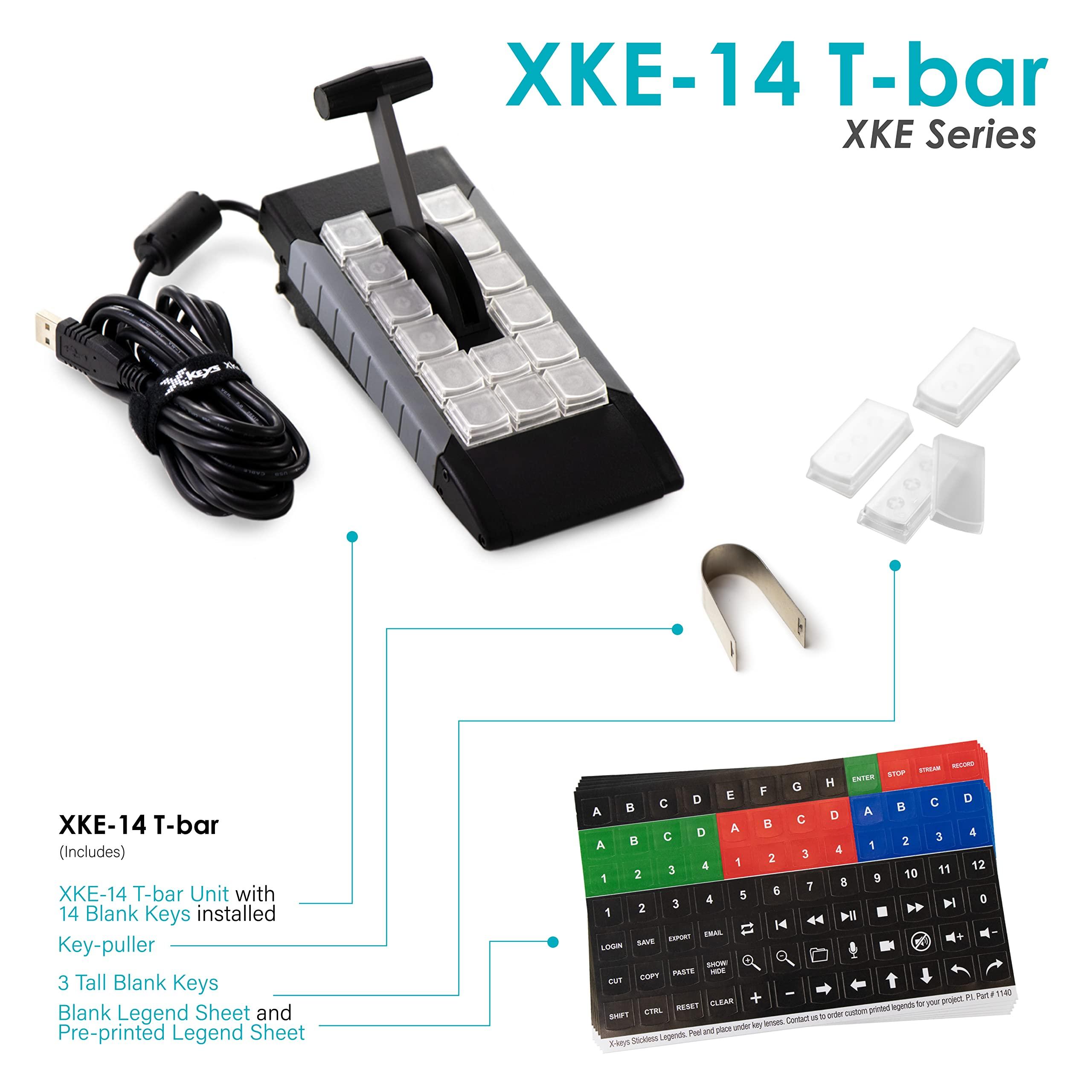 X-keys X-keys XBE-14 USB T-bar RGB Backlit Programmable USB Keypad for Switching or Instant Replay with vMix & Central Control, Made in USA