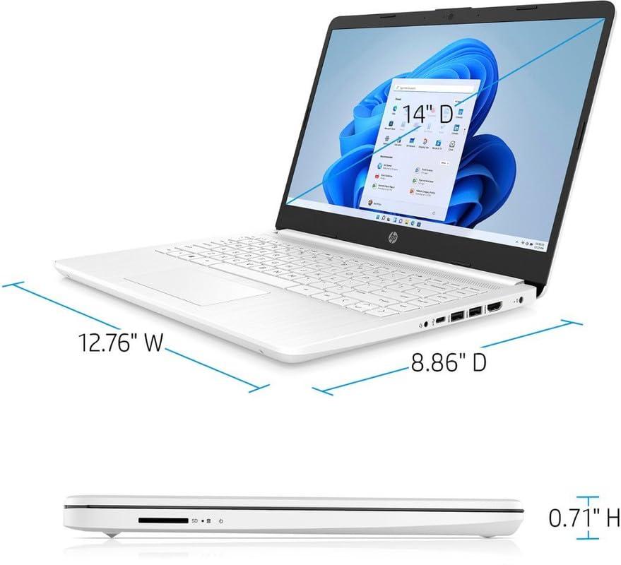 HP HP 14" LED Business Laptop Computer, Intel Quad-Core N4120, Windows 11 S Laptop with 1-Year Microsoft Office 365, PLUSERA Earphones, White (White, 8GB RAM | 64GB eMMC)