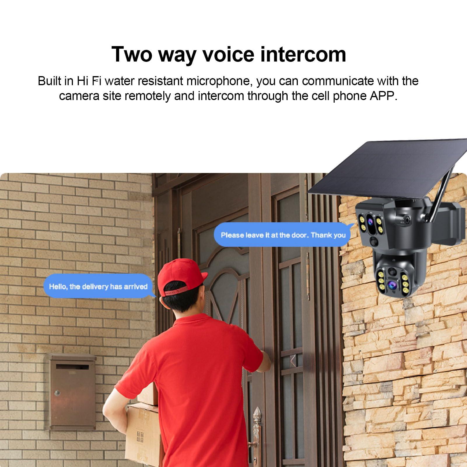 VBESTLIFE VBESTLIFE 8MP 4K Dual Lens Solar Security Camera Outdoor, Security Camera Outside with Color Night Vision, AI Human Detection, Real Time Alarm, 2 Way Audio