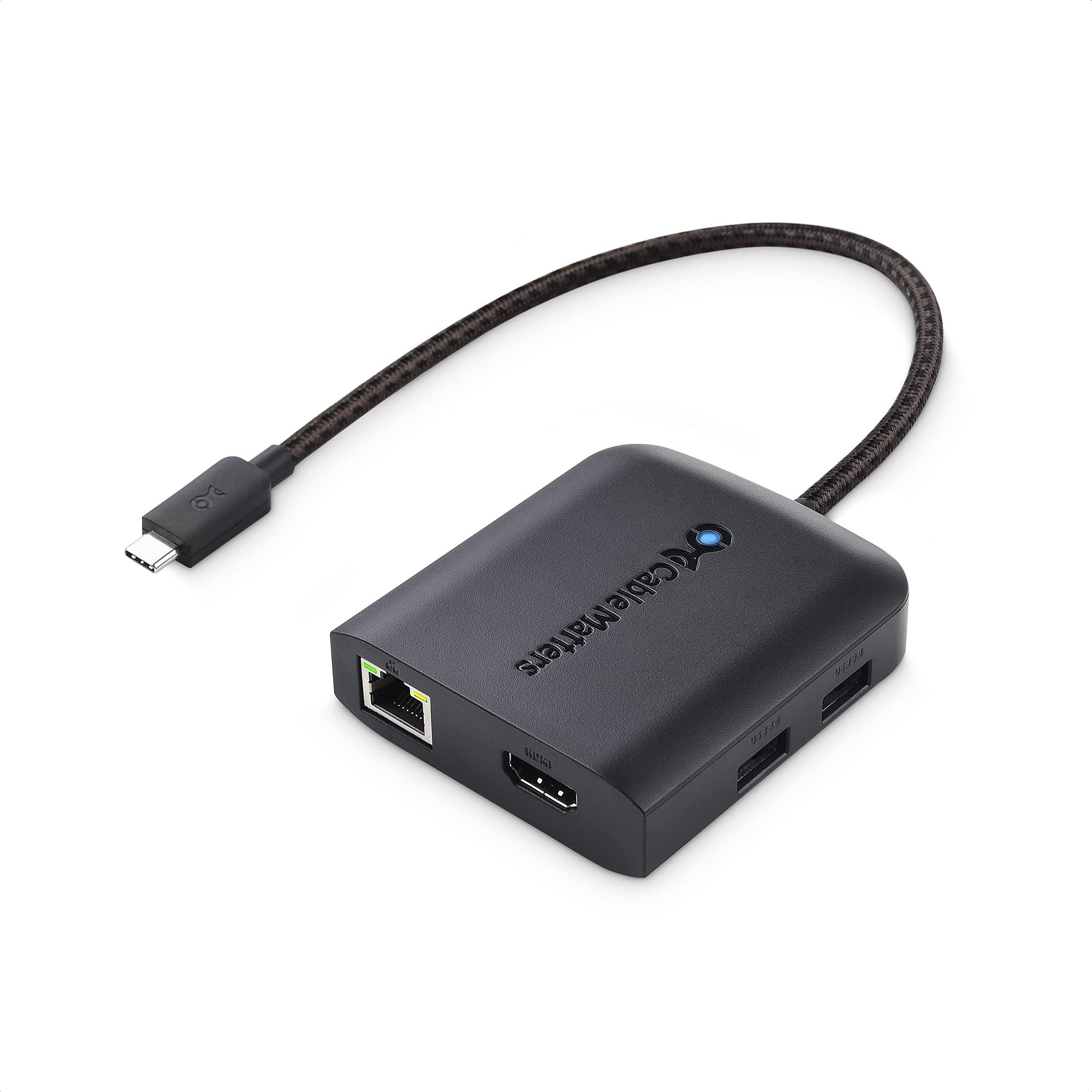 Cable Matters Cable Matters USB C Hub HDMI 2.1, Up to [8K@30Hz/4K@120Hz, 100W Charging, 5Gbps Data Transfer] Gigabit Ethernet, USB-C HDMI Dock, USB C HDMI 2.1 Hub Compatible with Thunderbolt 4, Max 4K@60Hz on MacOS