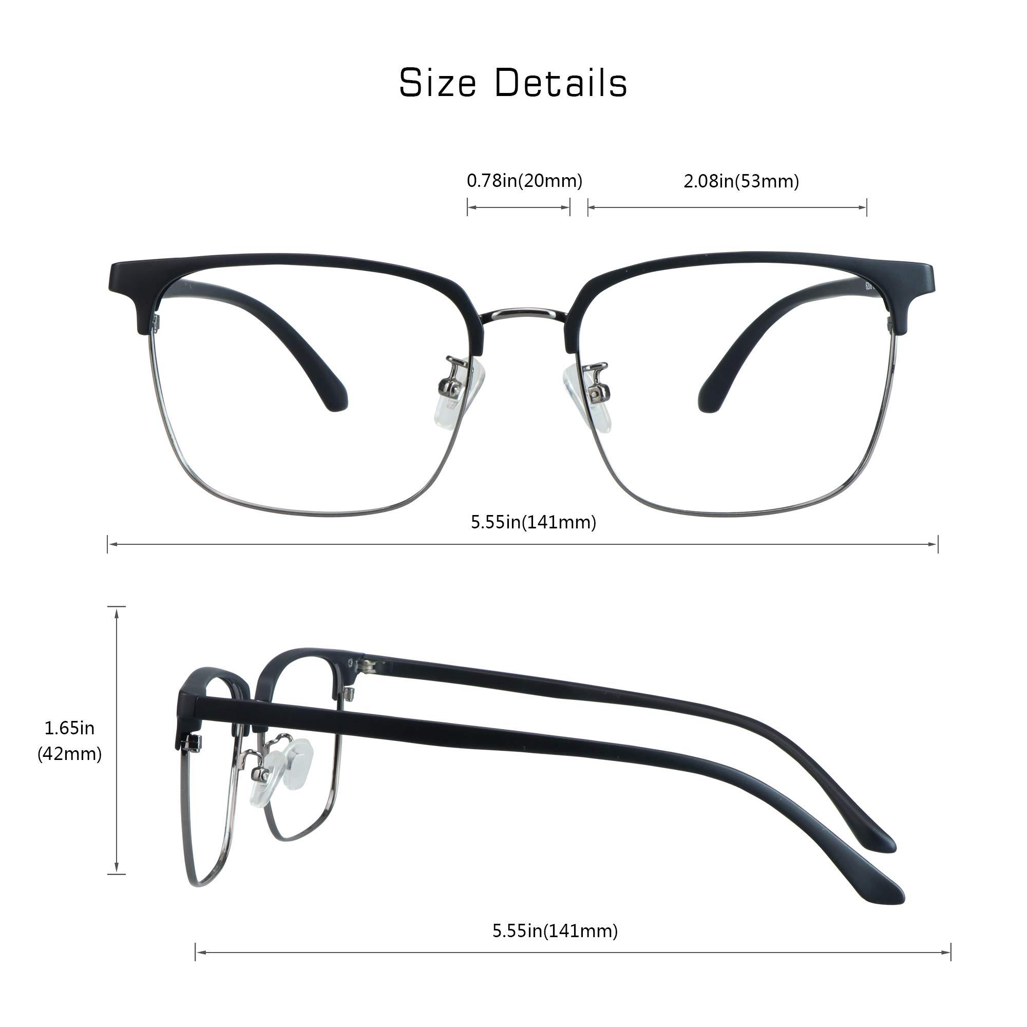 VisionGlobal VisionGlobal Blue Light Blocking Glasses for Computer Reading, Anti Glare Lenses Help Reduce Eye Strain and Fatigue, for Women/Men (Matte Black, 4.75 Magnification)