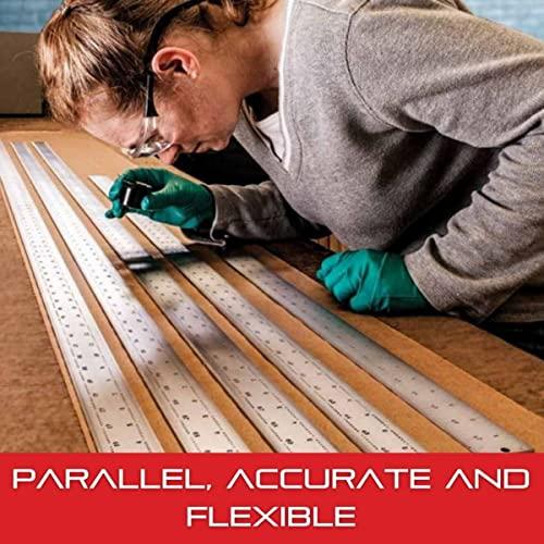 Starrett Starrett Straight Edge Aluminum Rule - Ideal for Schools, Shops, Metal Workers and Wood Workers - 24" Length, 2" Width, .081" Thickness, 1/8", 1/16" English - ASE-24