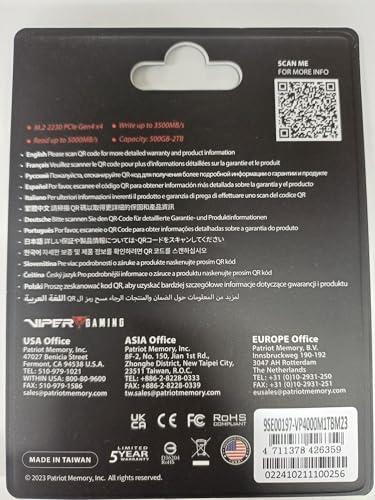 Patriot Memory Patriot Memory Viper VP4000 Mini 1TB M.2 2230 PCIe Gen4 x4 SSD - Solid State Drive - VP4000M1TBM23