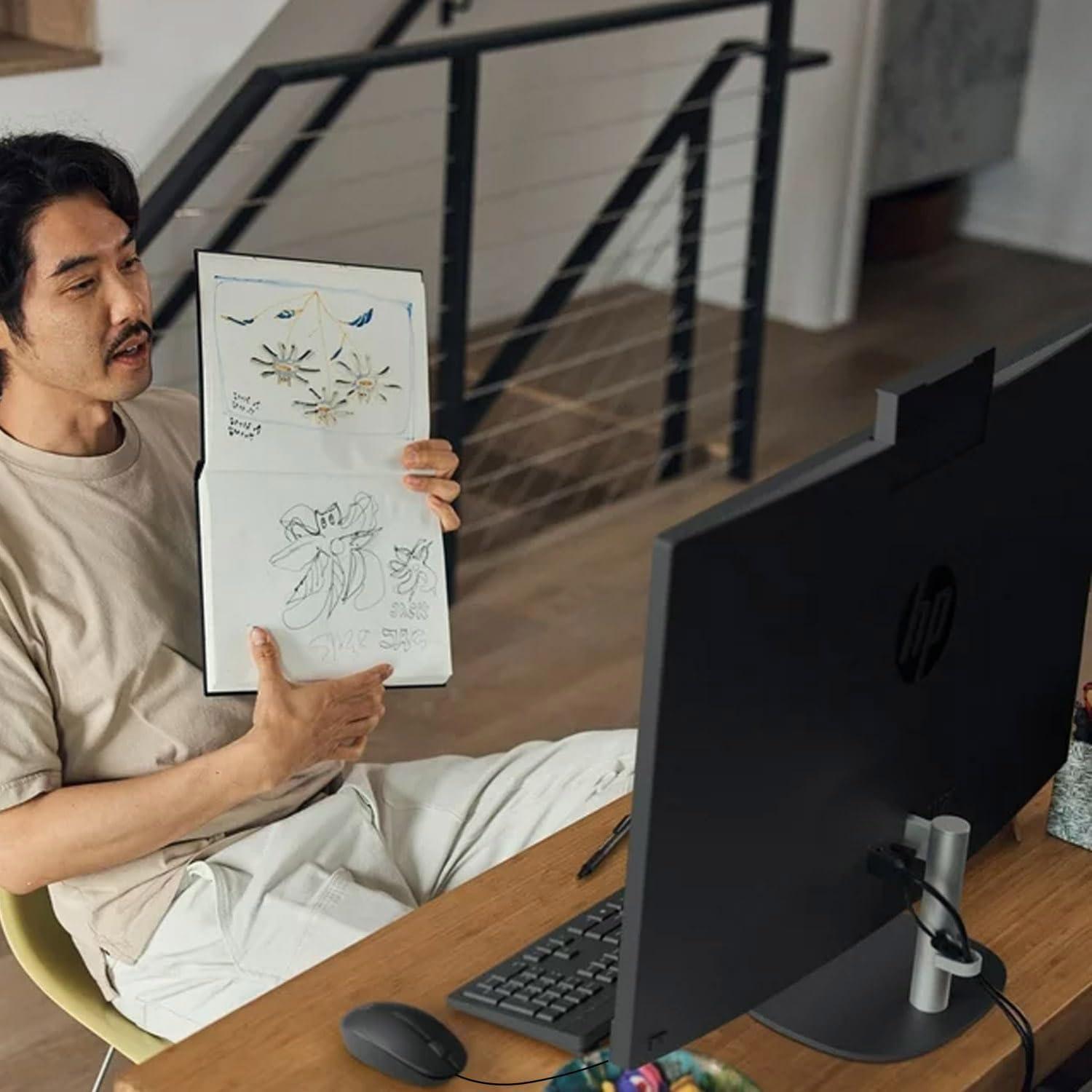 HP HP 27" FHD Touchscreen Intel Ultra 7 AI All-in-One Desktop, 27" FHD Touchscreen, Intel Ultra 7 155U, 32GB DDR5 RAM, 2TB SSD, Wired KB & Mouse, Wi-Fi 6, W11H, with ADATA 512 External SSD Bundle