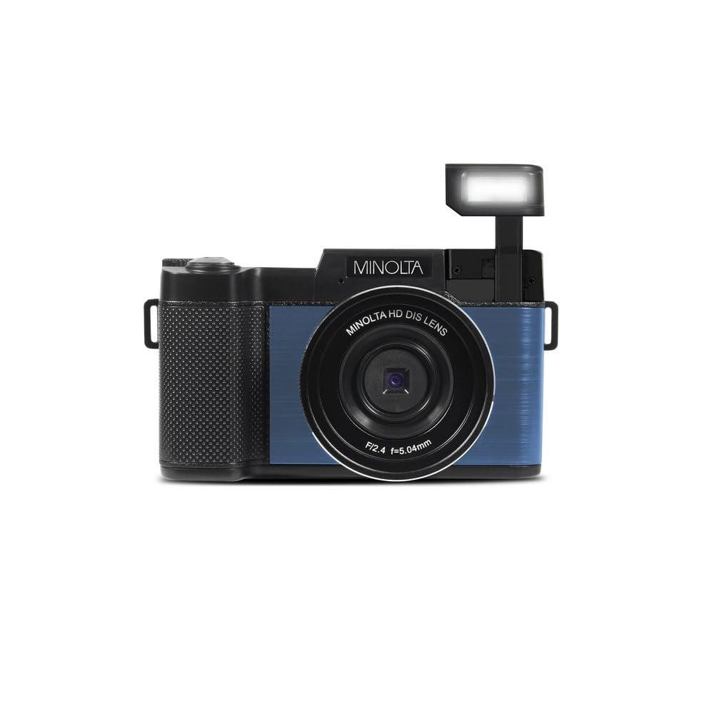 Minolta Minolta 30MP Digital Camera 2.7K Ultra HD Video, 3-inch 180 LCD Screen, Face Detection, Anti-Shake, 9 Scene Modes, Photo Burst, Panorama, CMOS Sensor, 32GB Card (Blue)