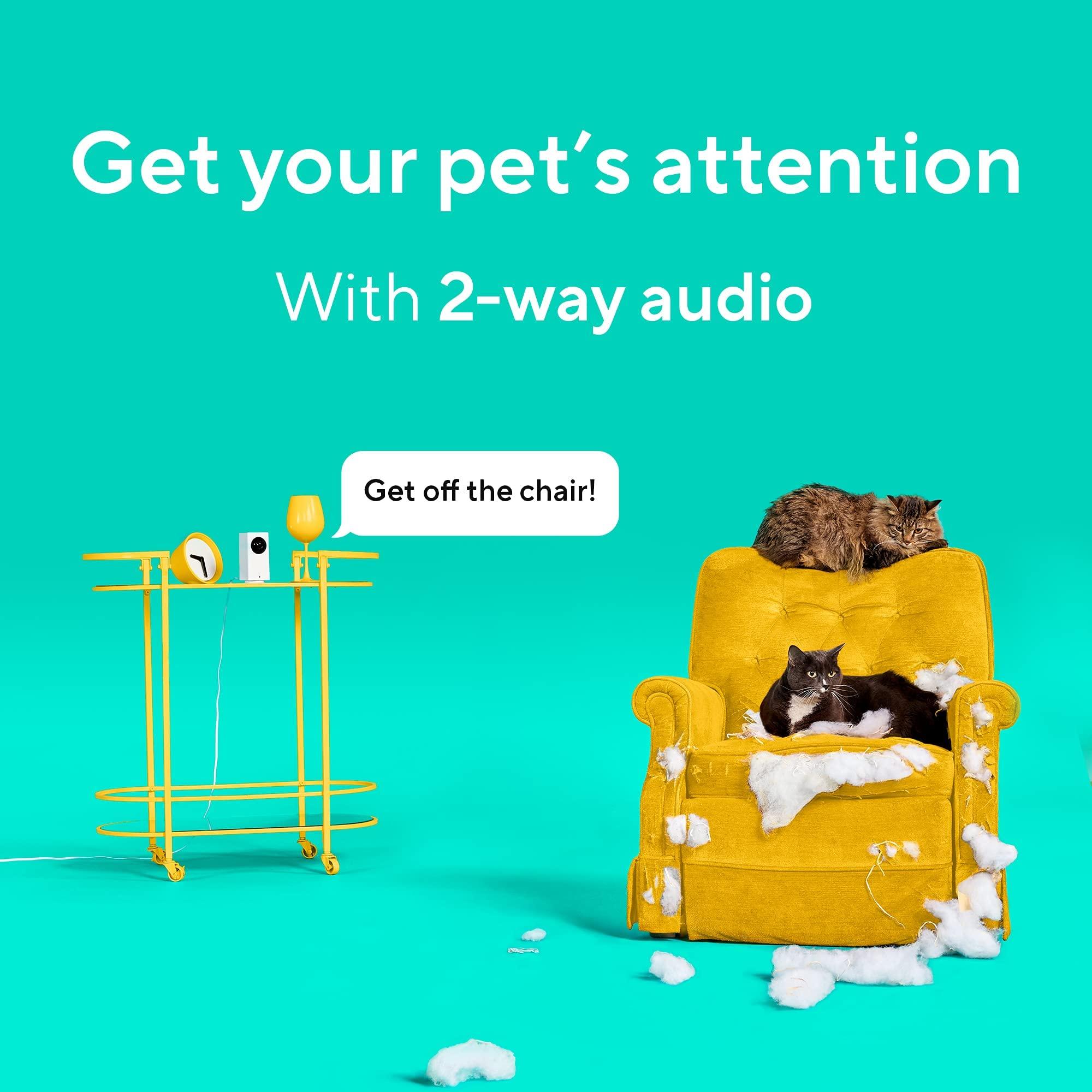 WYZE Cam Pan v2 1080p Pan/Tilt/Zoom Indoor with Color Night Vision and Reflective Security Yard Sign for Video Surveillance