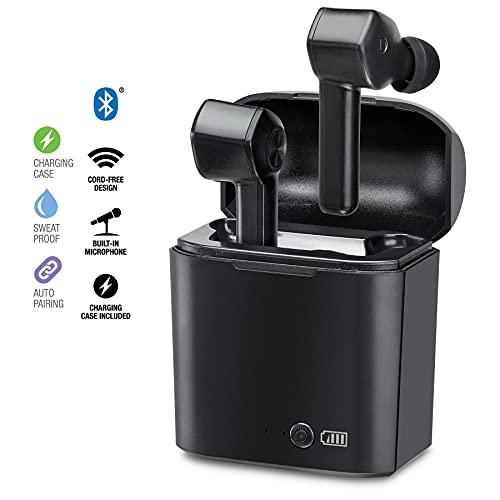 iLive iLive Truly Wire-Free Bluetooth Earbuds, Sweatproof Design, Charging Case, Includes 3 Set of Ear Tips, Black (IAEBT300B)