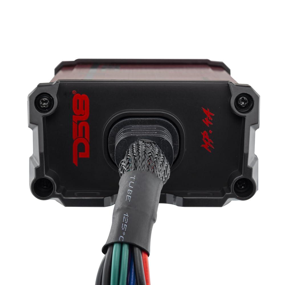 DS18 DS18 MP.4A Marine and Powersports Amplifier 4-Channel Full-Range Class D IP67 4 x 40 Watts Rms @ 4-Ohm - Compact Waterproof Amplifier 480W Max Power - Great for Marine/Motorsports and all applications