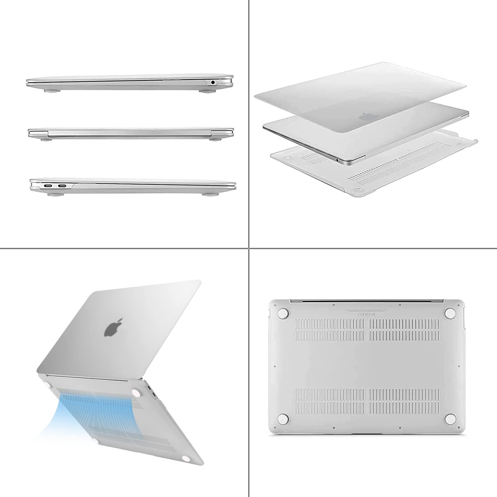 MOSISO MOSISO Compatible with MacBook Air 13 inch Case 2022-2018 A2337 M1 A2179 A1932, Plastic Hard Case&Puffy Horizontal Laptop Bag with Small Case&Keyboard Cover&Screen Protector&Storage Bag,Frost&Apricot