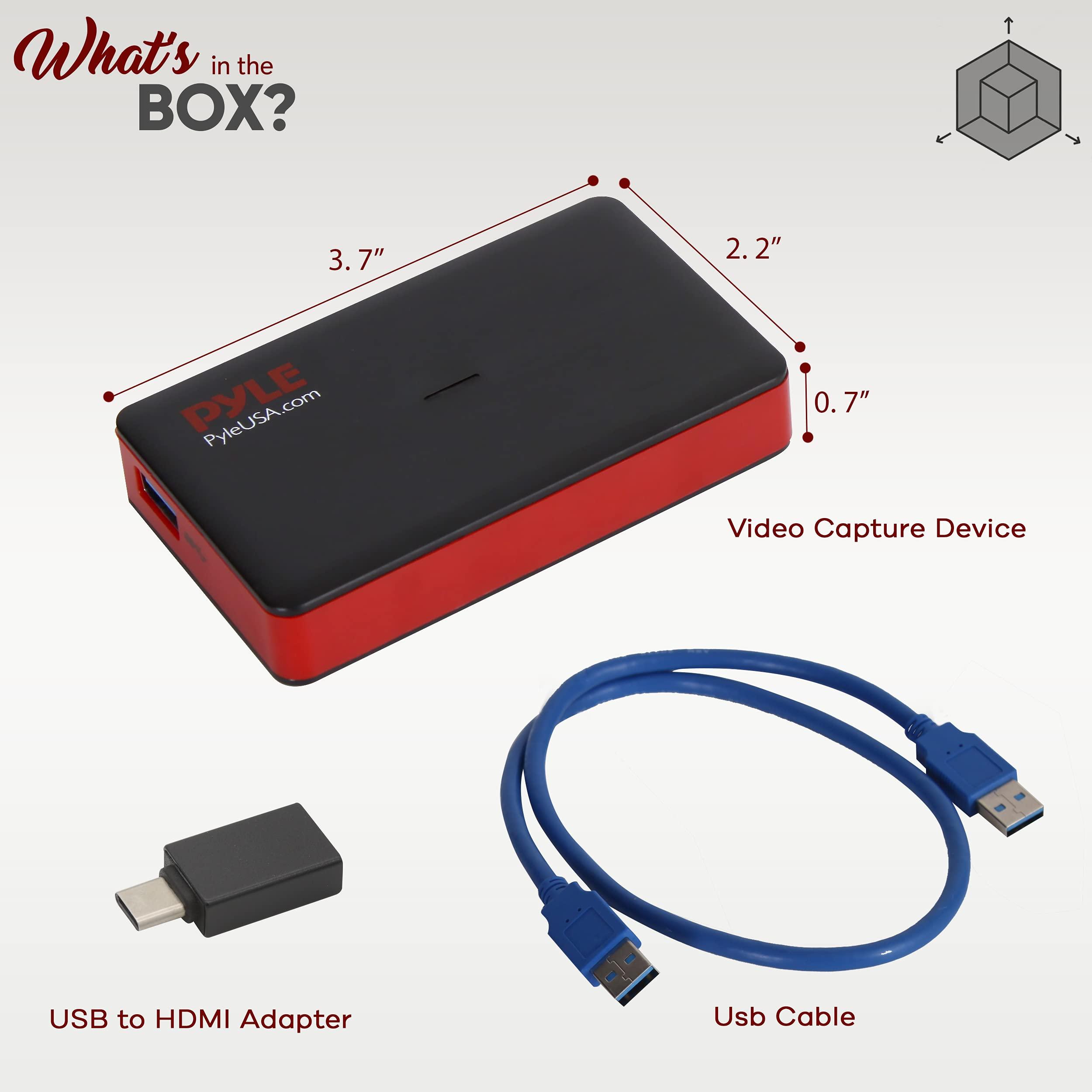Pyle PyleUsa Video Game Capture Card Device with Video Recorder, HDMI Output, Full HD 1080P Live Streaming, USB, SD, PC, DVD, PS4, PS3, XBox One, XBox 360 and Wii - PHDRCB48